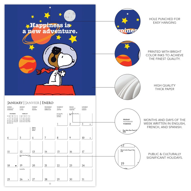 Graphique 2026 Peanuts Mini Wall Calendar | 7” x 7”