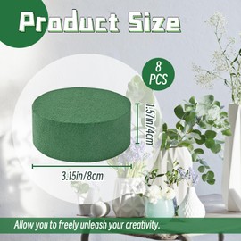 8 PCS Round Floral Foam,Green Wet Dry Flower Foam,Florist Plant Foam Block for Wedding,Artificial Aisle Flowers,Party Decoration,Fresh Flowers Arrangements