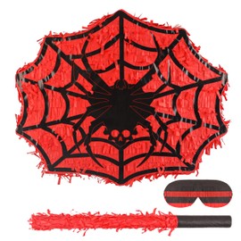 Birchio Spider Web Pinatas Bundle with a Blindfold and a Bat (16 x 13 x 4 Inches), Perfect for kid's Birthday Parties, Mexican Theme Parties, Decorations