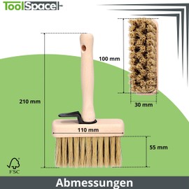 ToolSpace 2 x Surface Brush 110 mm, Ceiling Brush, Wallpaper Brush, Wide Tassel, Natural Hair Wooden Handle, Wallpapering Tassel, Foundation Brush, Patio Brush