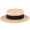 ZAKIRA Classic Straw Boater Hat Handmade from Natural Straw (Black