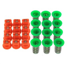 TeeJet Bundle (24 Items): 12 x TP8001-EVS 80° Even Flat Spray Nozzles w/ 12 x 8079-PP-100 Strainers