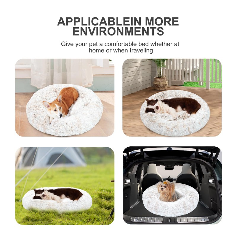 JOYELF Donut Dog Bed Cat Bed for Large Dogs, Calming