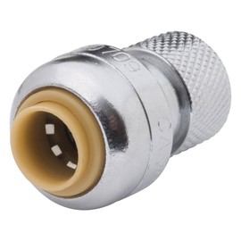 SharkBite U3523LFA Stop Valve Connector Plumbing Fitting, Compression Push-to-Connect PEX, Copper, CPVC, 1/4 inch (3/8 inch OD) x 3/8 inch
