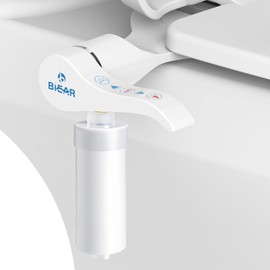 6mm Slim Bidet with Filter, Bidet Attachment for Toilet, Bidets Toilet Seat Sprayer Jet with Dual Nozzles Front & Back Washing for Women Men Easy Use Right Handle Non-Electric Fresh Cold Water Bidets