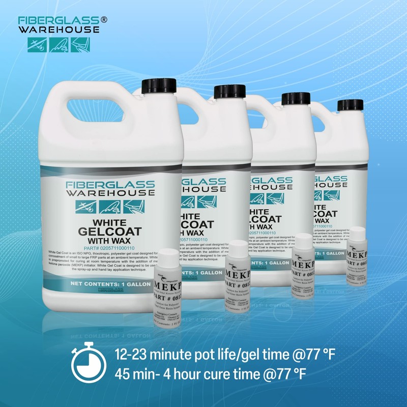 Fiberglass Warehouse White Gel Coat – 1 Gallon Gelcoat (WAXED)