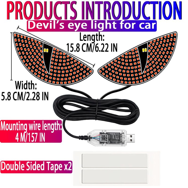 2 Pcs Eyes Light,Half-Devil's Eye Light Car Light,Devil Eyes Light