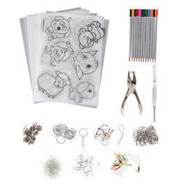 ａ aternee 18x Heat Shrink Sheets, 10 Earring Hooks Shrink Paper Crafts for Scrapbook,Keychains,Handmade Craft