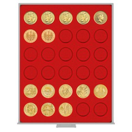 LINDNER Das Original Münzbox Standard mit 30 runden Vertiefungen für Münzen mit Ø34 mm