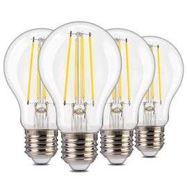 ALAMPEVER 800LM Dusk to Dawn LED Outdoor Light Bulb, 4-Pack A19 LED Bulb 60W Equivalent, E26 Base, 5000K Daylight White, 7W Automatic Light Bulbs for Porch, Patio, Garage, Non-Dimmable