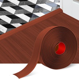 Rusoz Übergangsprofil Selbstklebend 5cm, Übergangsleiste Boden Flexible Pvc Abschlussleiste, Einfach Zuschneidbar & Montierbar for Joining Floor Gaps (Braun, 1.2m)