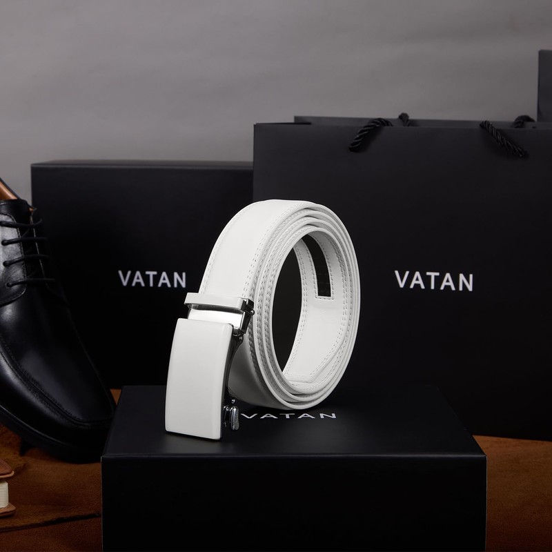 VATAN Men's Belt Leather Ratchet Belt for Men Dress Casual