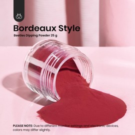 Beetles Dip Powder Burgundy Red Color, 25g Dark Reddish Red Dipping Powder French Nail Art Starter Manicure DIY Home Salon Long Lasting Winter Dip Nail Art Design No Nail Lamp Needed