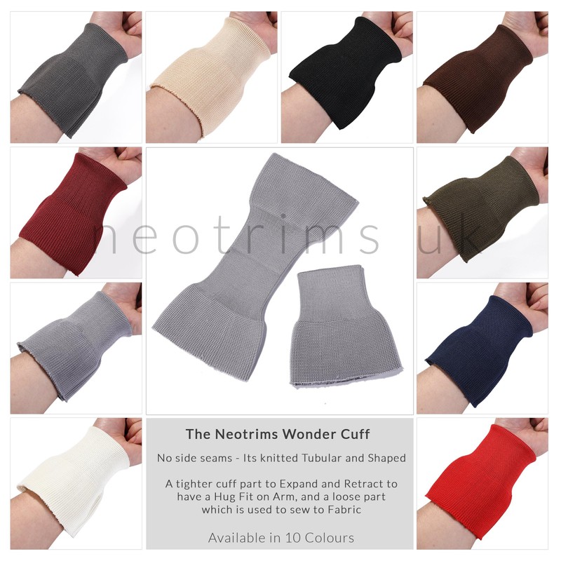 Rib Knit Cuff Pair for Replacement Repair Cuffing Old Jackets