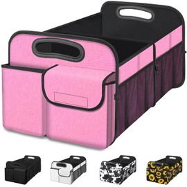 Femuar Car Trunk Organizer, Car Storage Organizer with Large Capacity Waterproof Collapsible Trunk Organizer for Car Suv/Jeep/Sedan (Pink, Standard)