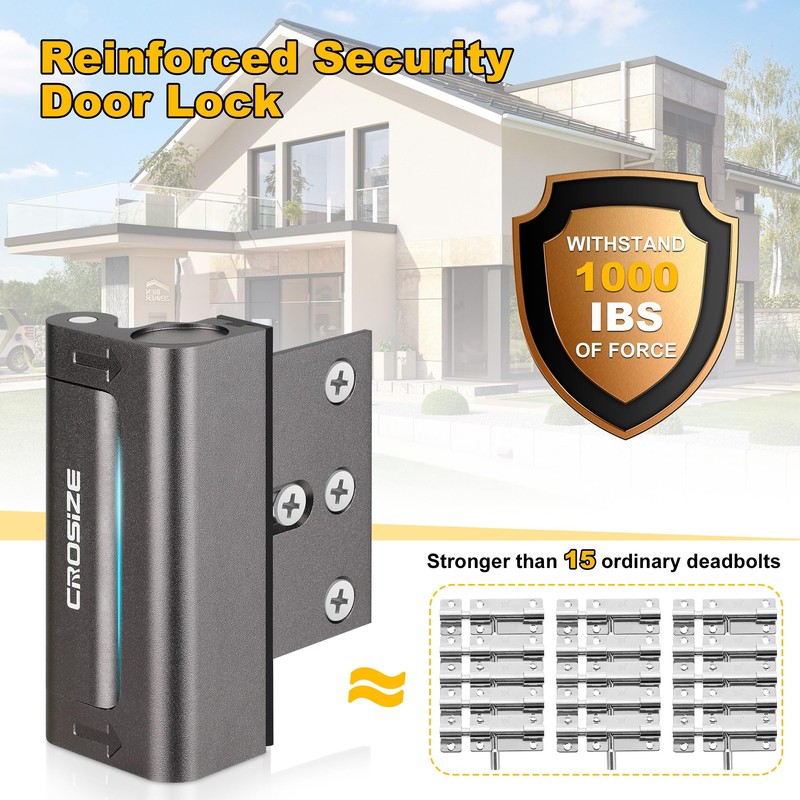 Home Security Door Lock, Upgraded Metal Door Reinforcement Lock, 3"