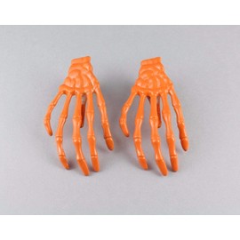 Orange Skeleton Hand Barrettes Bones Hair Clips Alligator Claw Clamp Hair Clips Set 2 Hands Colored Hair Clips For Women Girls
