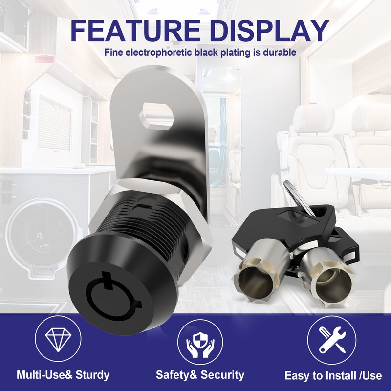 Jayseon 3 Pack RV Storage Lock, 5/8" Cabinet Locks with