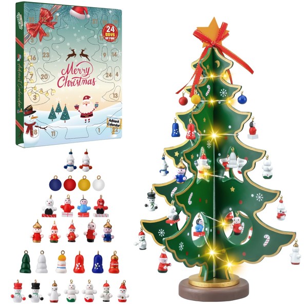 Dalugo Advent Calendar 2024, 24 Days Countdown Advent Calendar Wooden