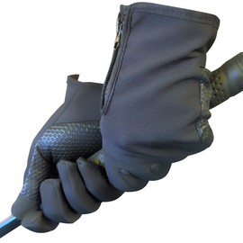 YNR Equestrian Winter Thermal Horse Riding Gloves Synthetic Leather Black Anti Slip (Small)