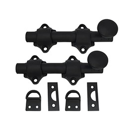 QCAA Solid Brass Dutch Door Bolt, 4", Matte Black, Made in Taiwan, 2 Pack