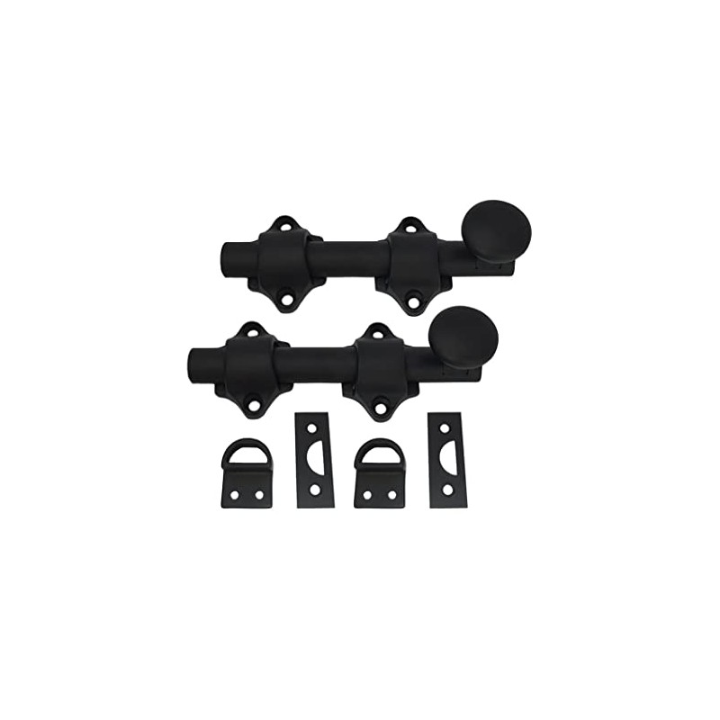 QCAA Solid Brass Dutch Door Bolt, 4", Matte Black, Made