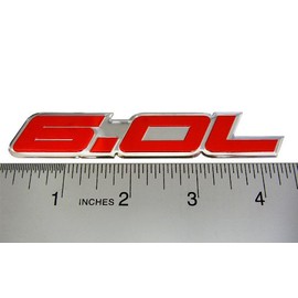 ERPART 6.0L Liter in RED on Silver Highly Polished Aluminum Car Truck Engine Swap Nameplate Badge Logo Emblem Compatible with Ford Excursion F250 F350