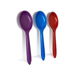 WePrep Mixing Spoon | Beautifully Coloured & Perfect for Mixing, Baking, Serving. Great for Both Adult & Kids Kitchens – Set of 3, Red, Dark Blue & Purple