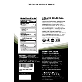 Terrasoul Superfoods Organic Chlorella Powder (Cracked Cell Walls) - 12 Oz (2 Pack)