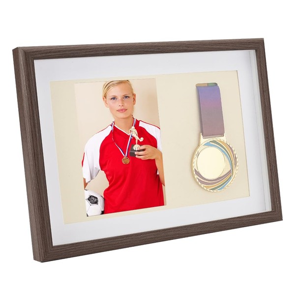 AHANDMAKER Medal Display Shadow Box, Single Medal Display case Single