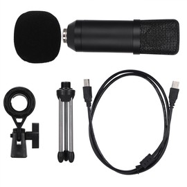 Portable Condenser USB Microphone for PC Laptop with Tripod Stand (Black)