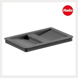 Hailo Bucket Lid 1129979 | Lid for Waste Bin Models Allegro, Cargo, Space-Saving Tandem | Dark Grey Plastic Inner Bucket Lid | Dimensions 210 x 138 x 14 mm