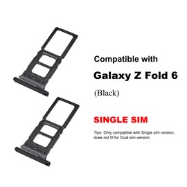 2 PCS for Galaxy Z Fold 6 Single SIM Card Tray Replacement, Single SIM Card Slot Holder Compatible with Galaxy Z Fold 6 (Black)