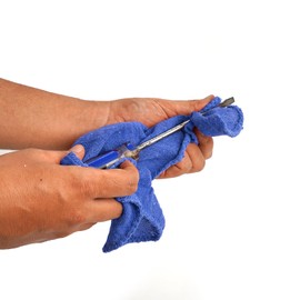 SupremePlus Shop Towels - Bulk Cleaning Towel in a Bag, Mechanic Cotton Wipes for Car Maintenance, Auto Mechanics & Garage, Wipe Grease & Oil, Machine Wash & Reusable (Blue, 200-Pack)