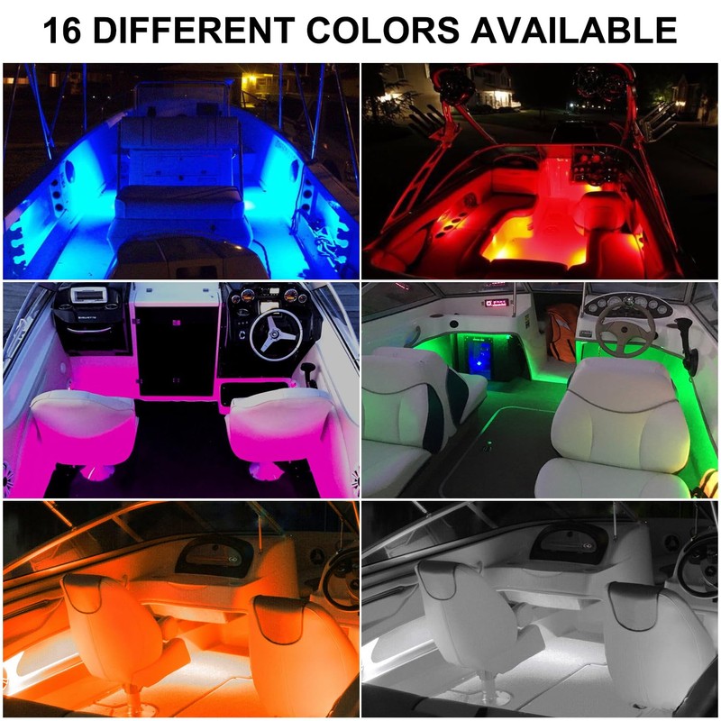 Boat Lights Wireless Remote Control Battery Powered, Waterproof Marine Led