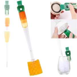 Wzenclave 5 in 1 Multifunctional Water Bottle Cleaning Brush Portátil Leche Biberones Cepillo para Limpiar la Botella de Agua de Mango Largo Adecuado para Boca de Botella Botella Tapa de Botella