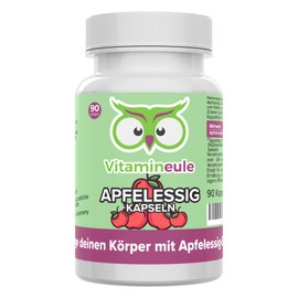 Vitamineule Apfelessig Kapseln - hochdosiert 500 mg - bioaktiv & vegan - Produktion in Deutschland - Pulver ohne Zusatzstoffe & laborgepr1ft - naturbelassen & naturtr1b - Vitamineule?