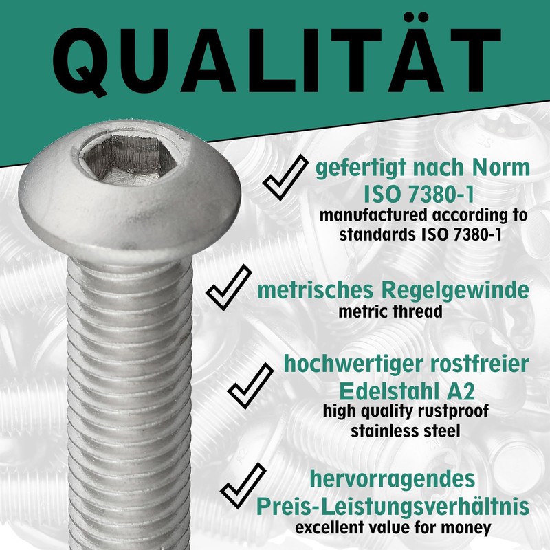 Rounded Head Screw with Hexagon Socket (ISK) According to Standard: