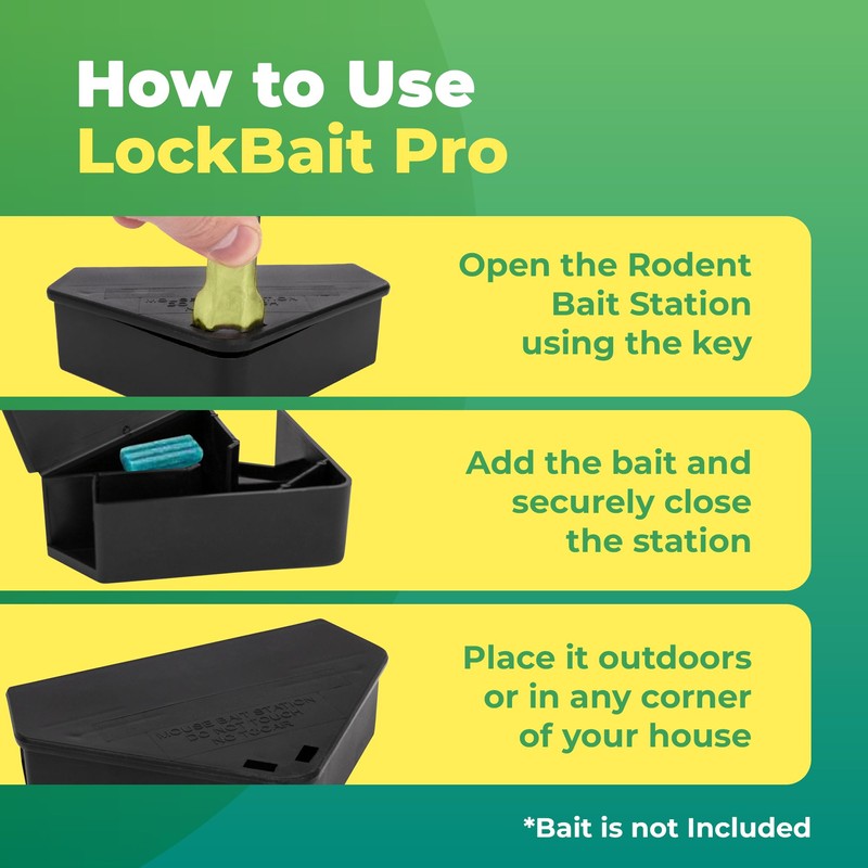 LockBait Pro Mouse Bait Stations | 12-Pack Mouse Bait Box