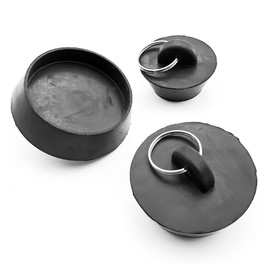 Rubber Stopper, Drain Plug, Rubber Stopper, Bathtub, Drain Plug, Bathtub, Rubber, Washbasin, Rubber Plug: 3 Different Sizes Suitable for Drains, 1.2 - 2.0 inches (30 - 50 mm), Rubber Stoppers, Black 3