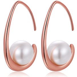 Pearl Dangle Earrings Silver Pearl Drop Earrings for Women Sterling Silver Pearl Dangling Earring Rose Gold Pearl Earring Jewelry
