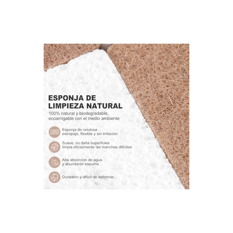 Esponja para Trastes Natural 12 Piezas, Estropajo Resistente Sin Rayos,