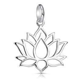 Materia Lotus Flower Necklace - 925 Silver Lotus Flower Pendant with Necklace - For Women & Girls with Gift Box, Silver