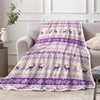 BSRAMZ Christmas Throw Blanket Purple Beige Winter Xmas Tree Dear
