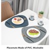 VEIZIBEE 4pcs Black Leather Placemats Set, Teardrop Shape, Double Sided,