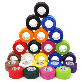 OK TAPE Self Adherent Cohesive Bandages Wrap - 24Packs, 1" x 5 Yards, Non-Woven Self Adhesive Bandage Wrap for Thumb, Finger, Wrist, Ankle, Vet Wrap Bandages Tape (Mixed Colors)