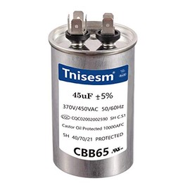 Tnisesm 45uF CBB65 Capacitor MFD 370V 450VAC Motor Running for Air Conditioner 50/60Hz for AC Motor Run or Fan Start and Cool or Heat Pump Air Conditione