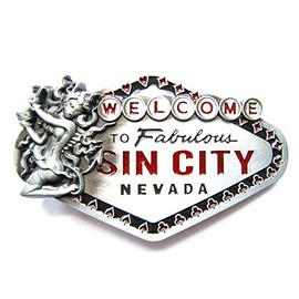 Urban Backwoods Welcome To Sin City I Belt Buckle for Interchangeable Belt Buckle, silver