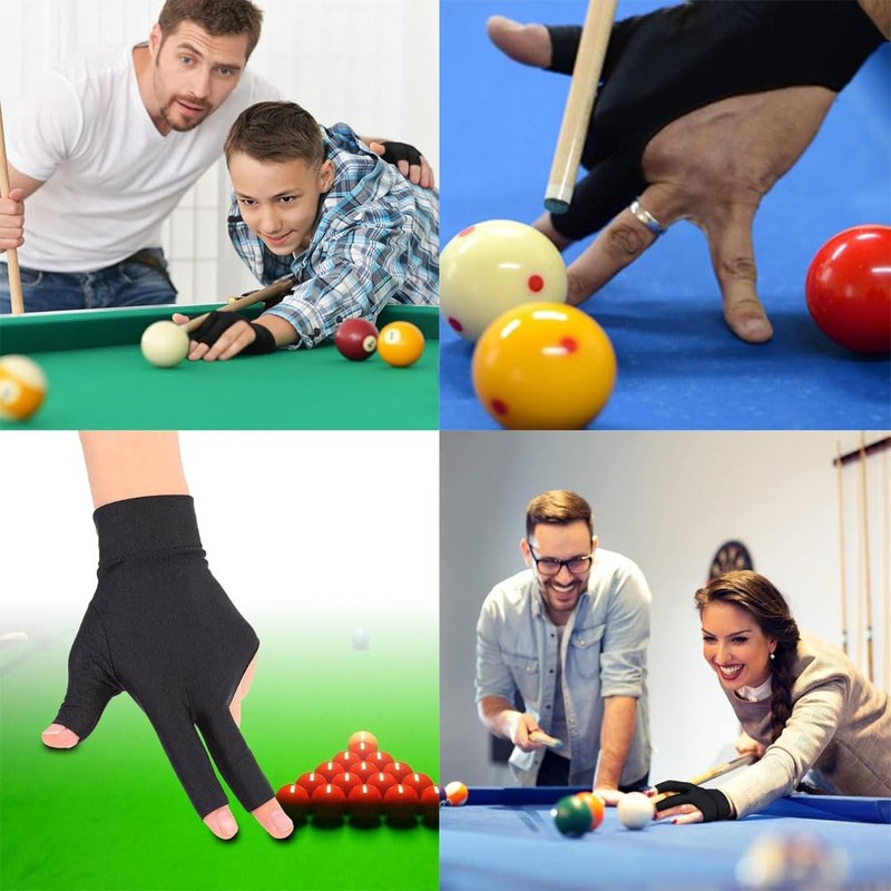 4 Pcs Billiards Gloves,Three Finger Gloves Snooker Gloves,Left Hand Pool
