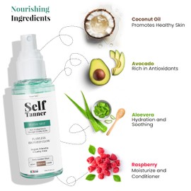 Self Tanning Mist - Vitamin Infused Self Tanner Mist for Hydrating Face and Body, Made of Natural Ingredients and Rich Nutrients, No Streaks, Orange Tints or Nasty Smell - (100ml, 3.38 fl oz) Medium
